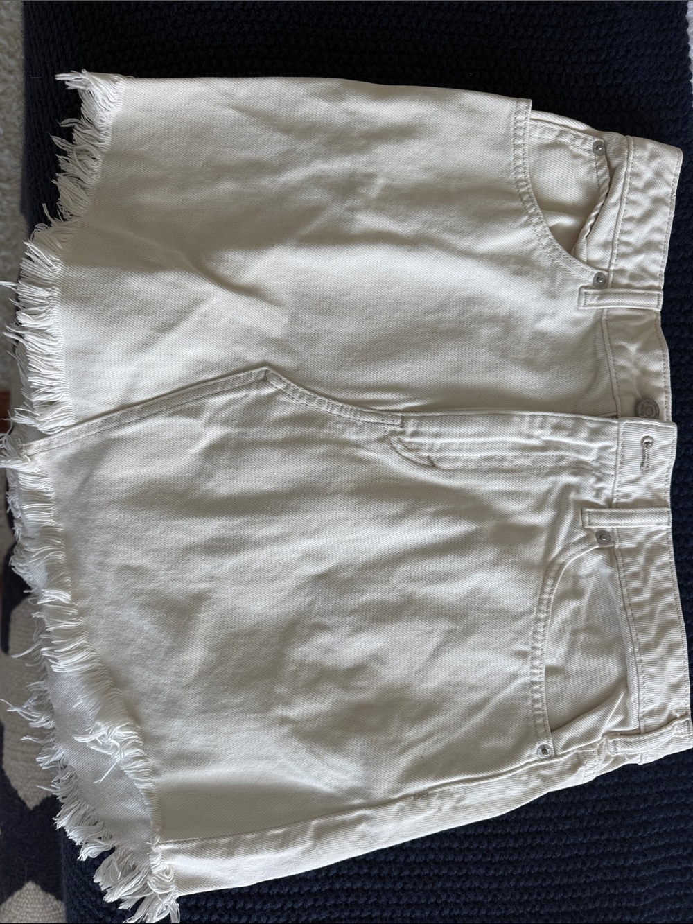 We The Free White Frayed Hem High-Rise Denim Shorts
